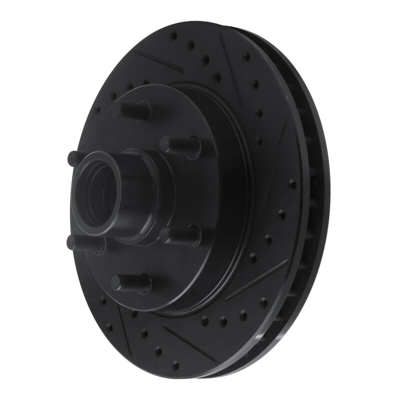 Chevrolet C2500 Brake Rotor (1) - Front Right - R1 Concepts - Drilled & Slotted - Black - `94-`02